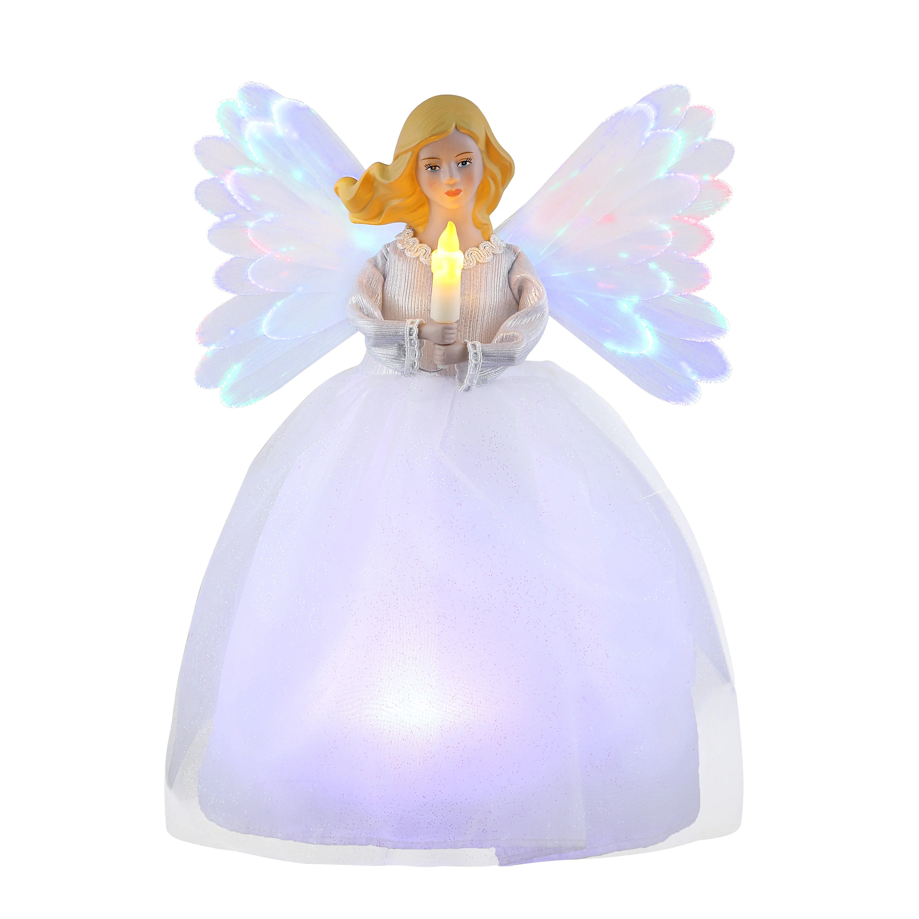 Mr. Christmas Animated Tree Topper Fiber Optic Angel, White | Walmart (US)