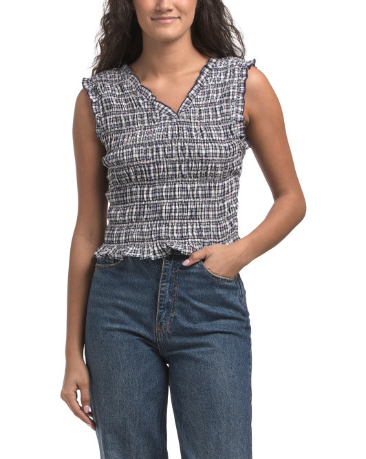 Smocked V-neck Top | TJ Maxx