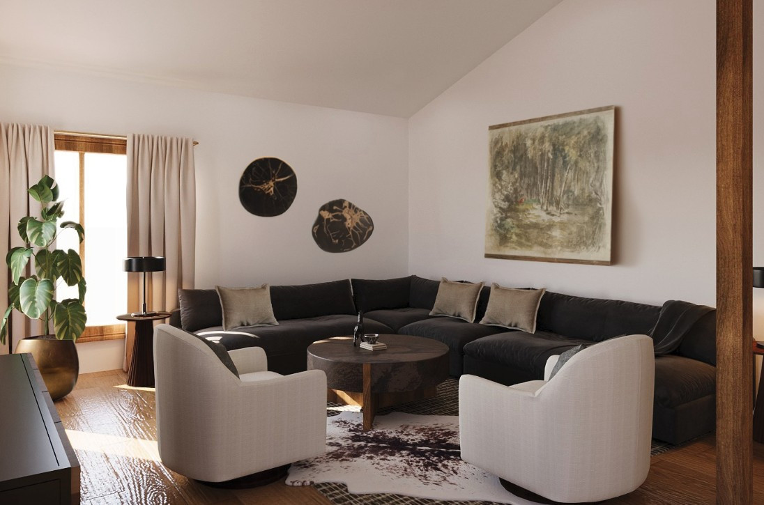 Modern moody cabin living room goals. Cozy textures, deep tones, and mountain views made for slow mornings. #ModernCabin #MoodyLivingRoom #ColoradoCabin #InteriorDesign 

 #LTKCyberWeek #LTKHoliday #LTKHome