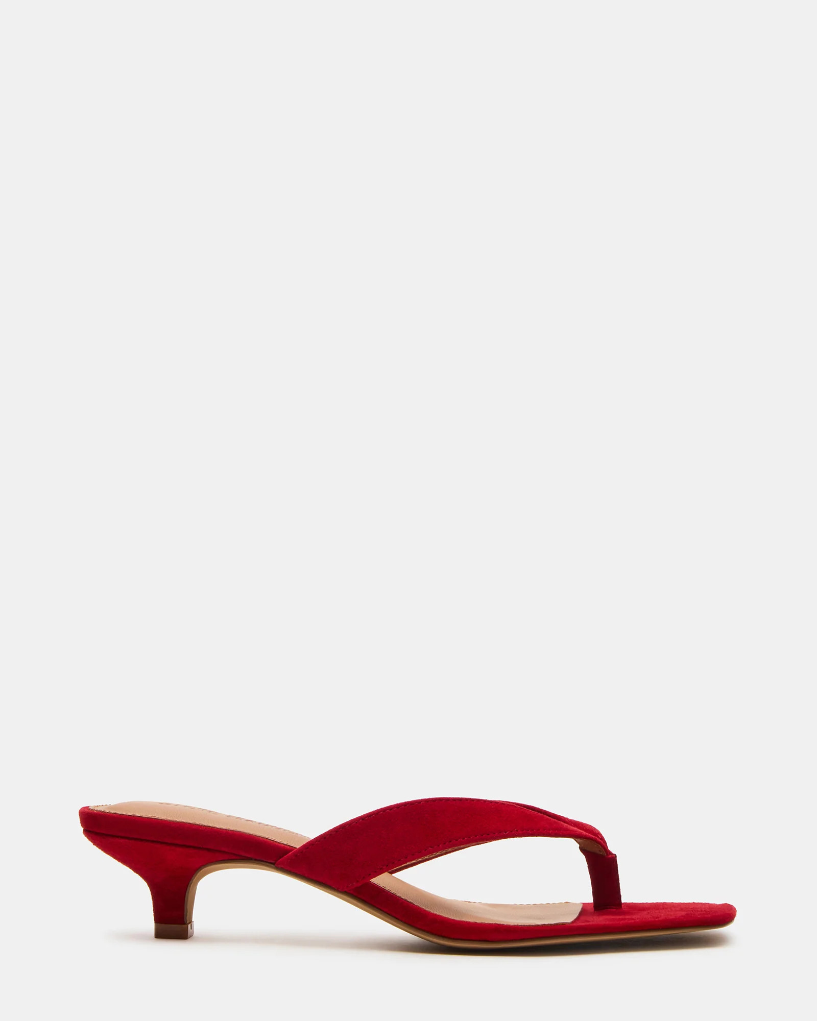 TRACIE Red Suede Thong Strap Women's Kitten Heel | Steve Madden (US)