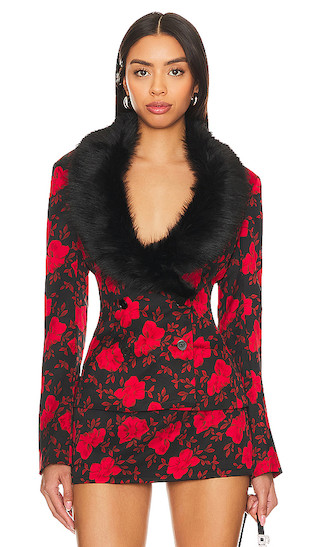 Murada Faux Fur Blazer in Peonia Print | Revolve Clothing (Global)