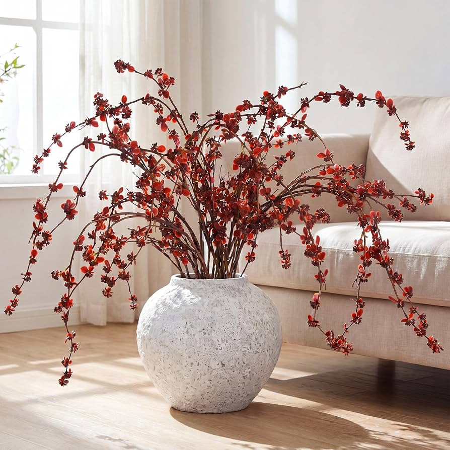 Zeyune 6 Pcs 40" Fall Artificial Berry Branches, Burgundy Faux Stems | Amazon (US)