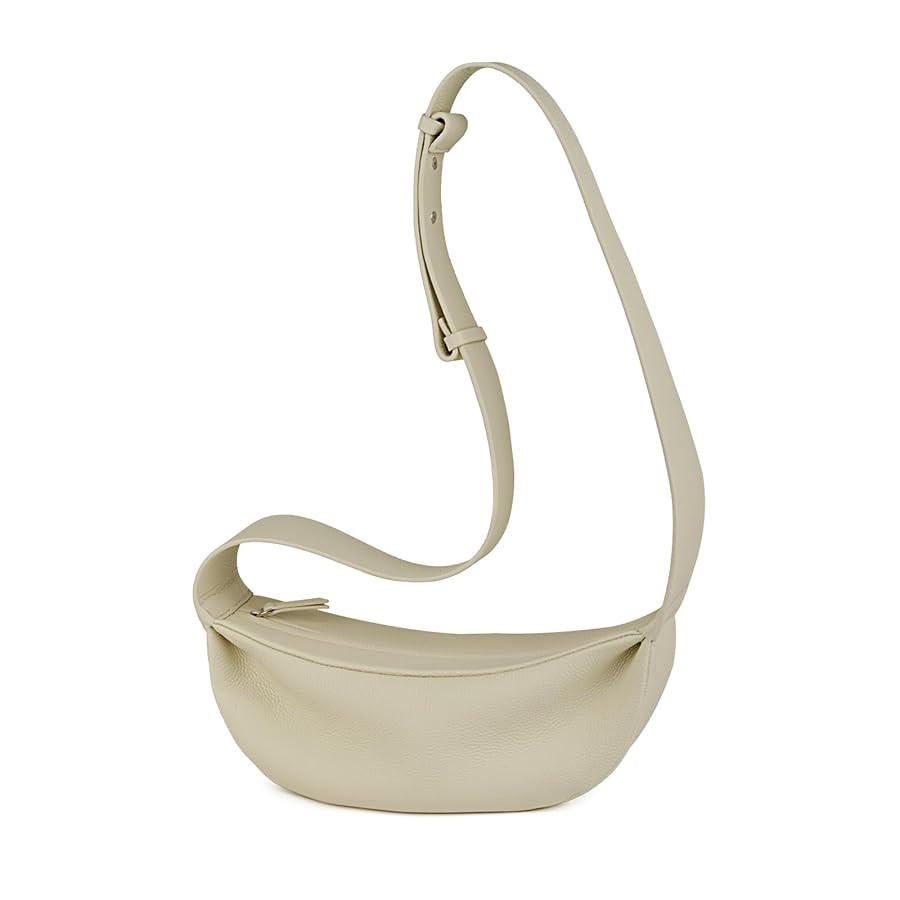 Genuine Leather Sling Bags Crossbody Women, Minimalist Style Casual Chest Bags with Wide Strap | Amazon (US)