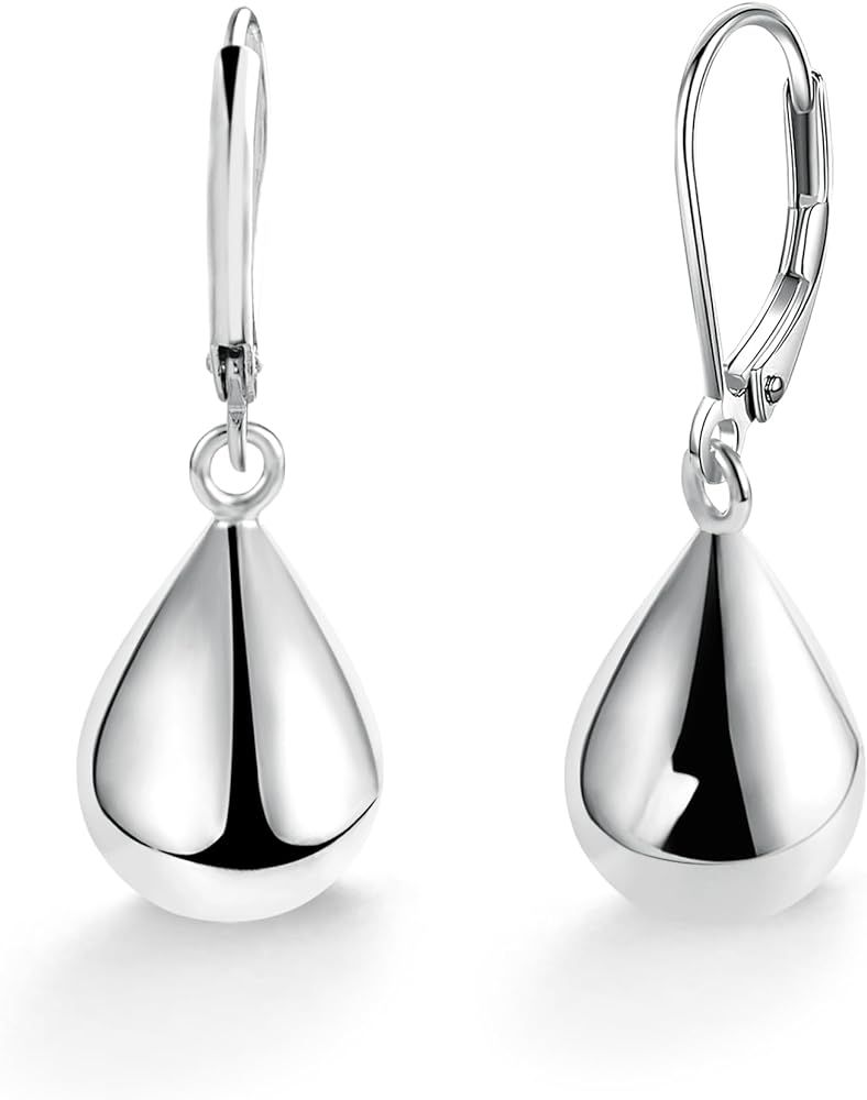 925 Sterling Silver Teardrop Leverback Earrings for Women Girls Waterdrop Tear Drop Dangle Earrin... | Amazon (US)