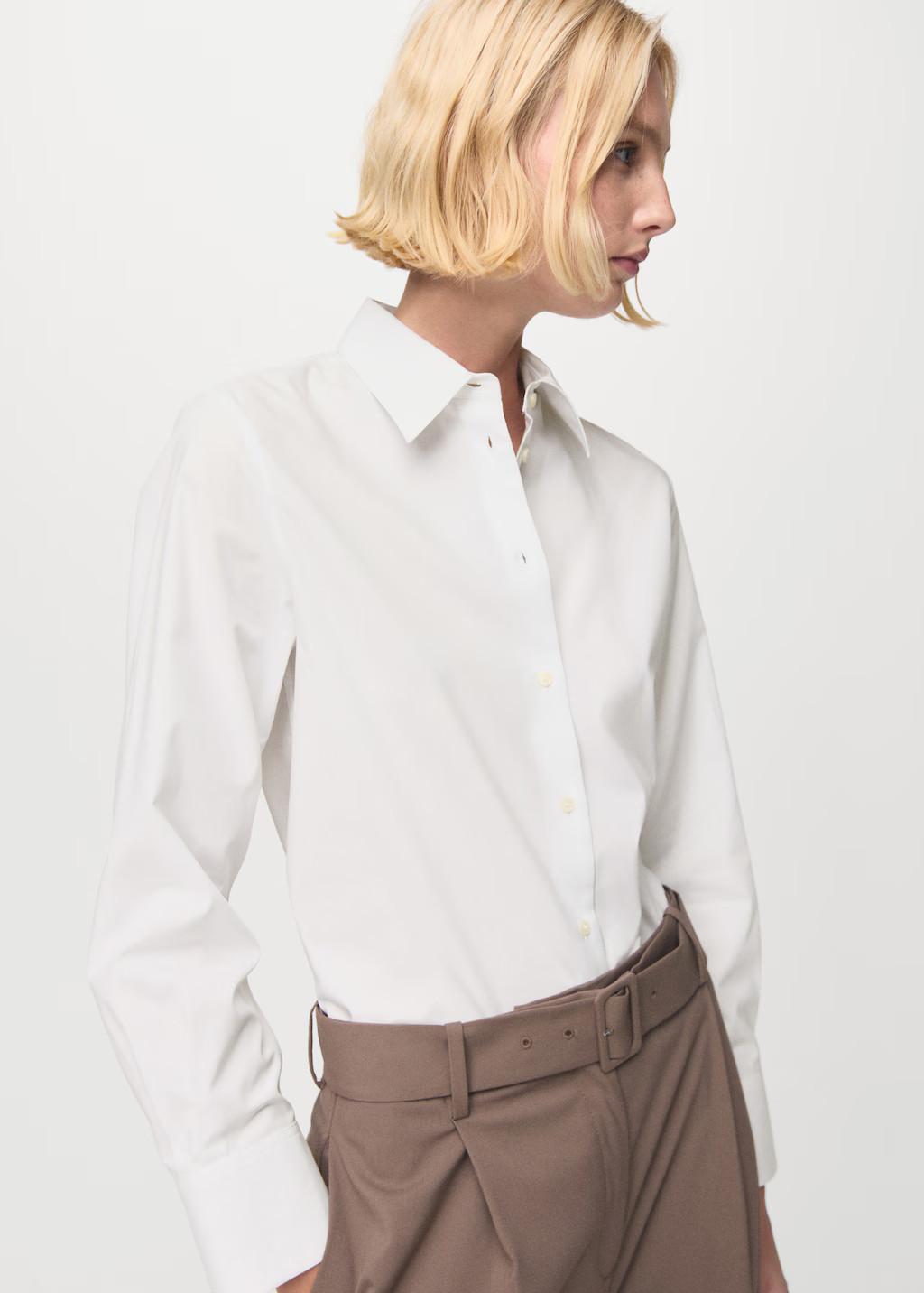 Cotton and lyocell blend straight shirt - Women | MANGO United Kingdom | MANGO (UK)