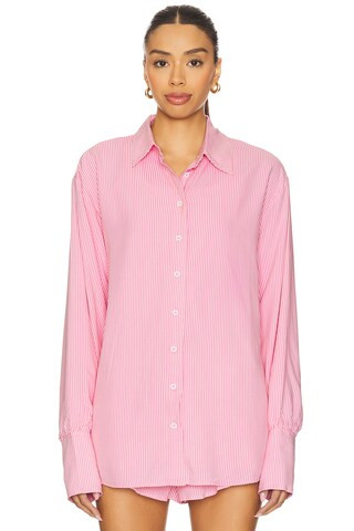 MORE TO COME Shirlie Button Down Top in Pink Stripe from Revolve.com | Revolve Clothing (Global)