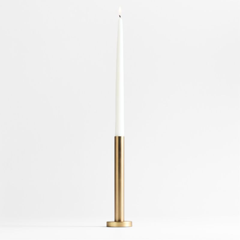 Orion Large Brass Finish Taper Candle Holder + Reviews | Crate & Barrel | Crate & Barrel