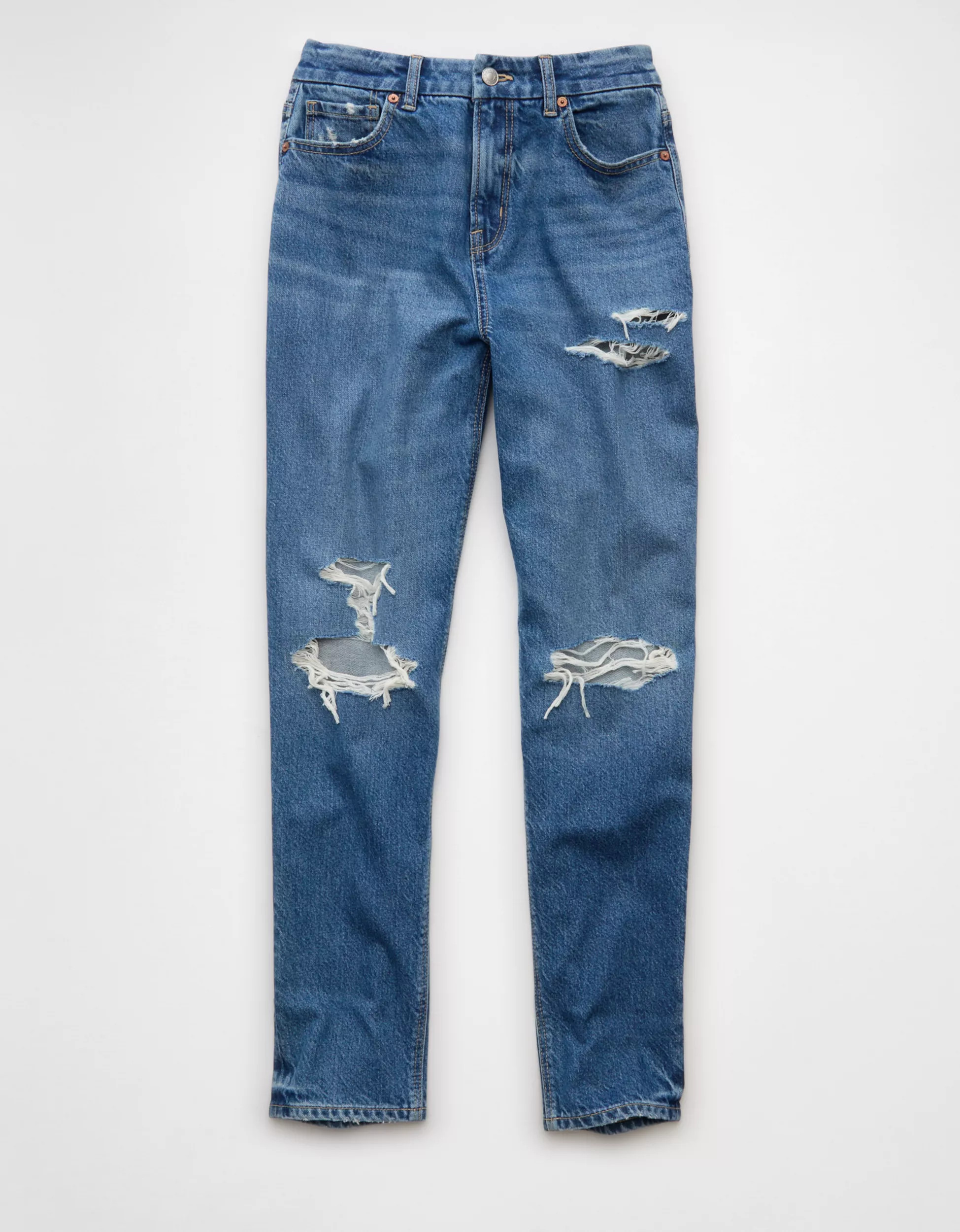 AE Strigid Curvy Ripped Mom Jean | American Eagle Outfitters (US & CA)