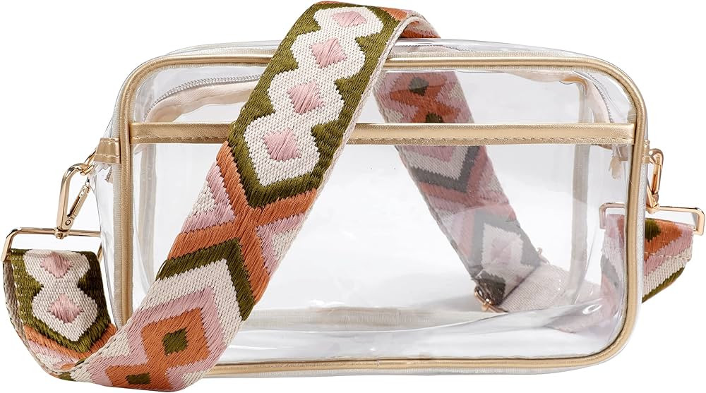 Clear Crossbody Purse Bag for Women Stadium Approved Bag with Guitar Strap for Concert Sports Eve... | Amazon (US)
