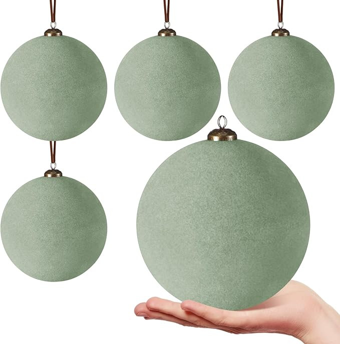 4 Pcs Large Velvet Christmas Balls 6 Inch Christmas Tree Decorations Xmas Ornaments Balls for Fam... | Amazon (US)