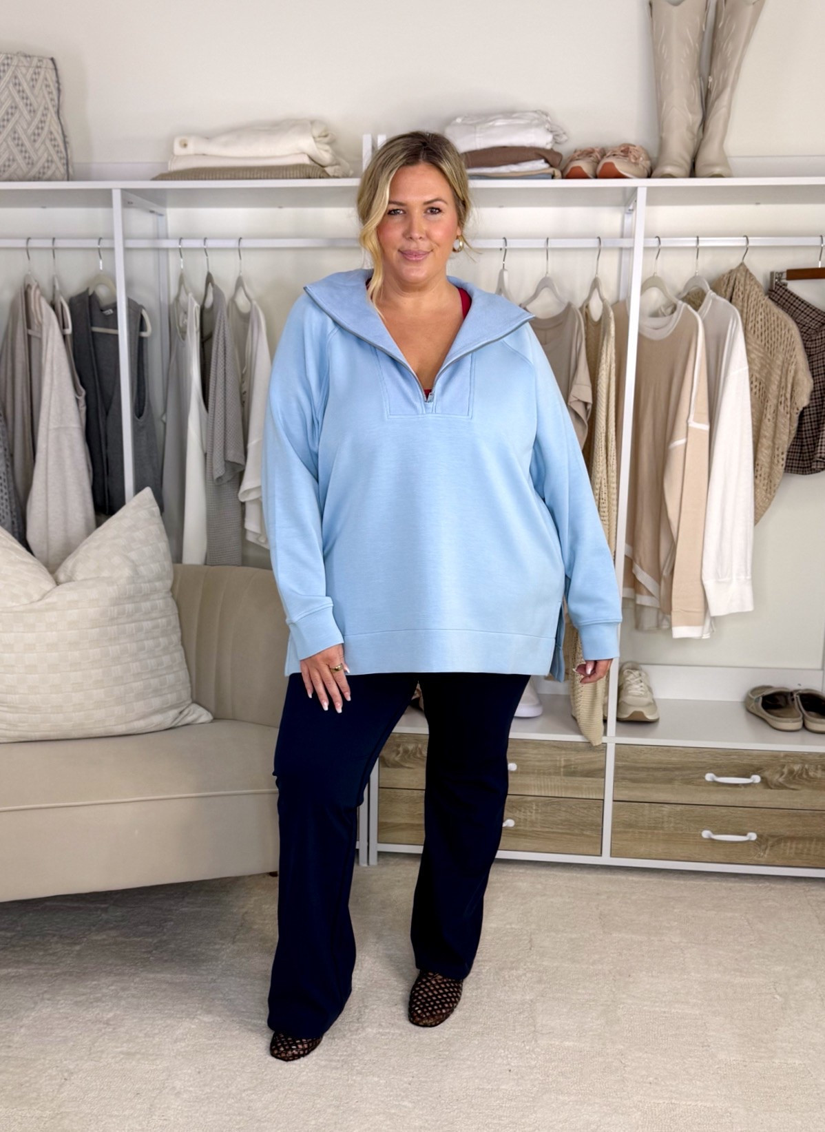 Wearing a 3X in the half zip and 2X in the leggings! Plus size, outfit inspo, fall fashion, ootd, apron belly, mom life

#LTKSeasonal #LTKPlusSize #LTKMidsize