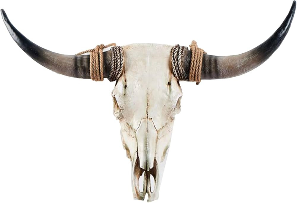 Cow Skull Wall Decor,Long Horn Cow Skull Wall Hanging, Faux Longhorn Skull Faux Taxidermy Head Wa... | Amazon (US)