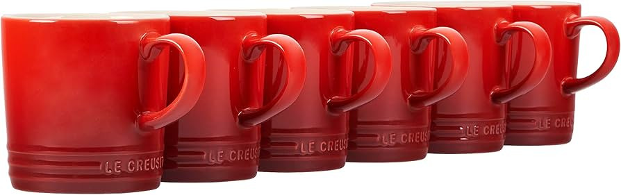 Le Creuset Stoneware Set of 6 London Mugs, 12 oz. Each, Cerise | Amazon (US)