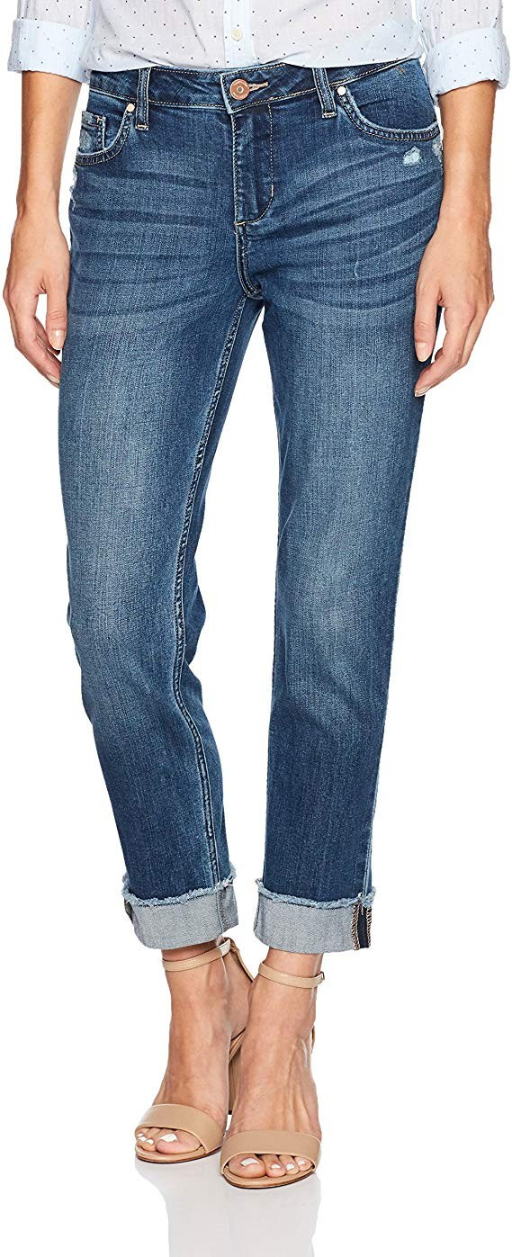 Riders by Lee Indigo Women's Fringe Cuff Boyfriend Jean | Amazon (US)