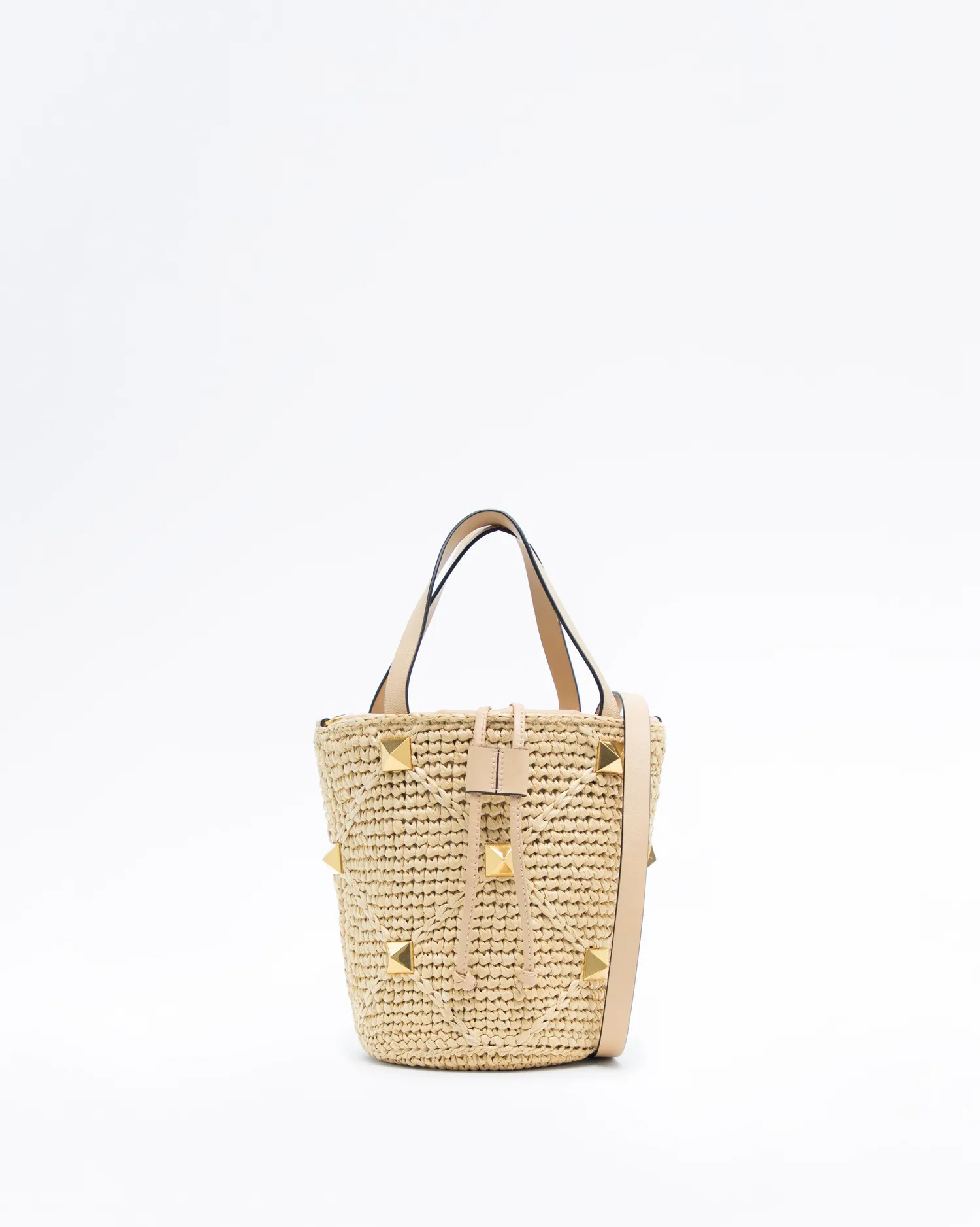 Raffia Roman Stud Bucket Bag | Vivrelle