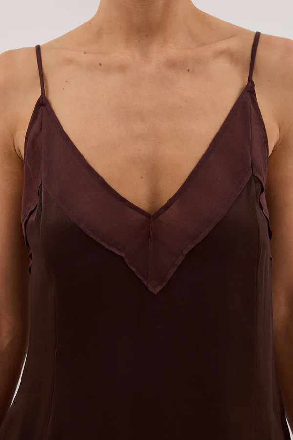 JUDE CHOC SATIN RAMIE CAMI TOP | DISSH
