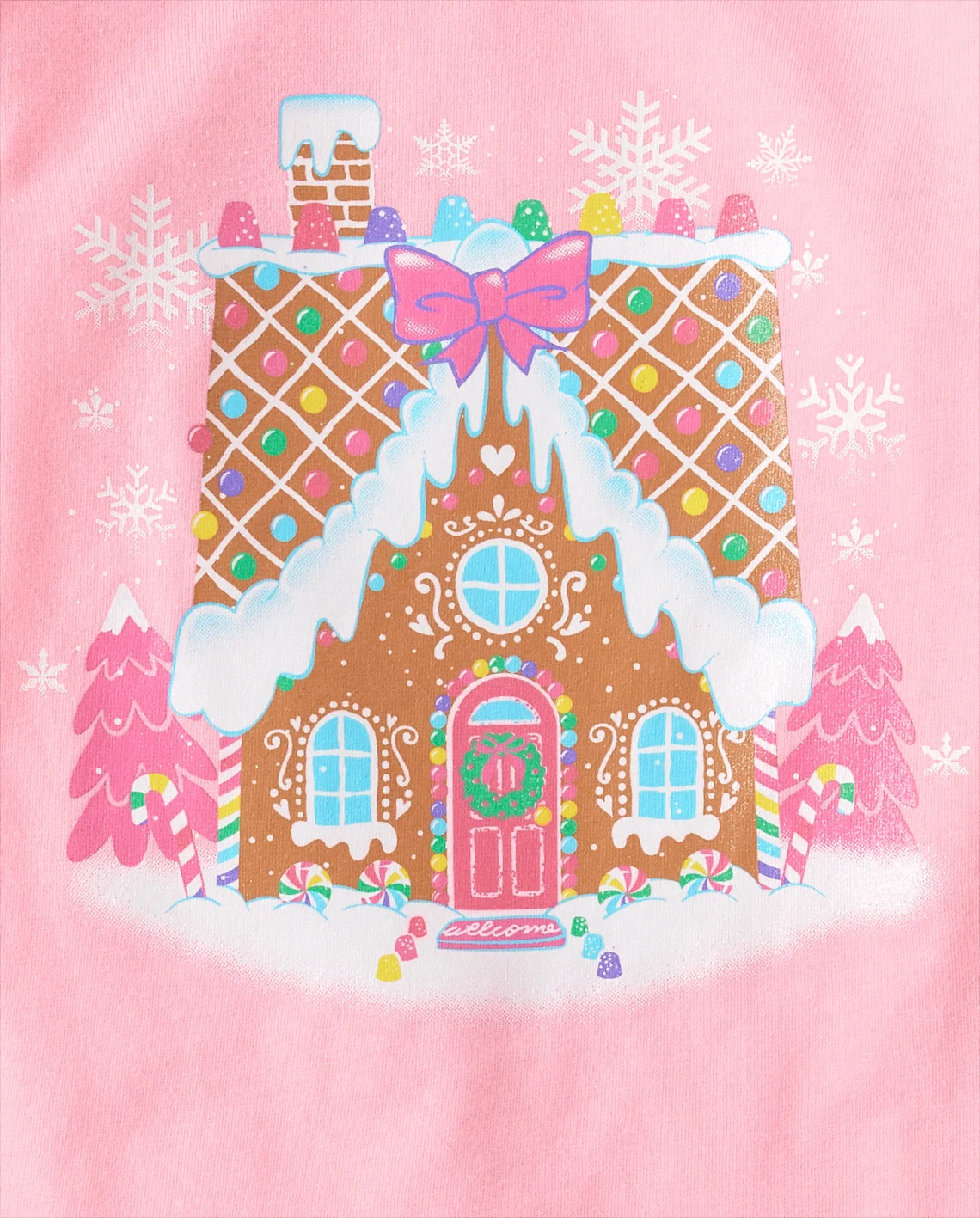 Baby And Toddler Girls Christmas Gingerbread House Graphic Tee - pink | The Children's Place