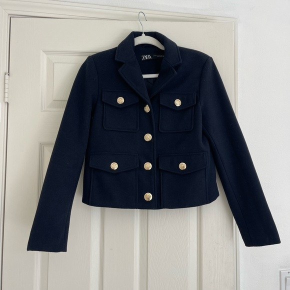 Zara Blue Jacket with Gold Buttons! really Gorgeous | Poshmark