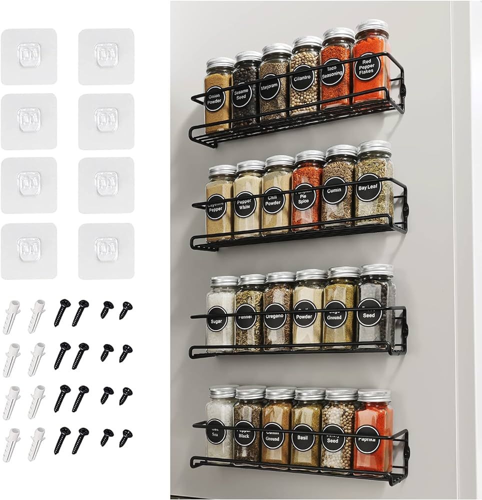 VIAV Wall Mounted 4 Pack,Spice Rack Organizer Hanging Shelf -Available for Adhesive or Screw Spac... | Amazon (US)