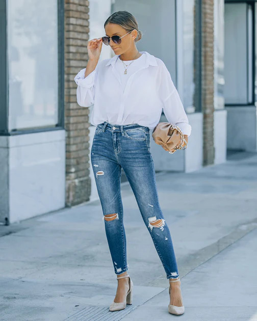 Barnes Distressed High Rise Skinny Jeans - SALE | VICI