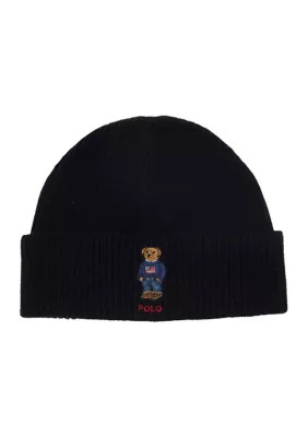 Polo Ralph Lauren Men's Solid Flag Bear Beanie, Black | Belk