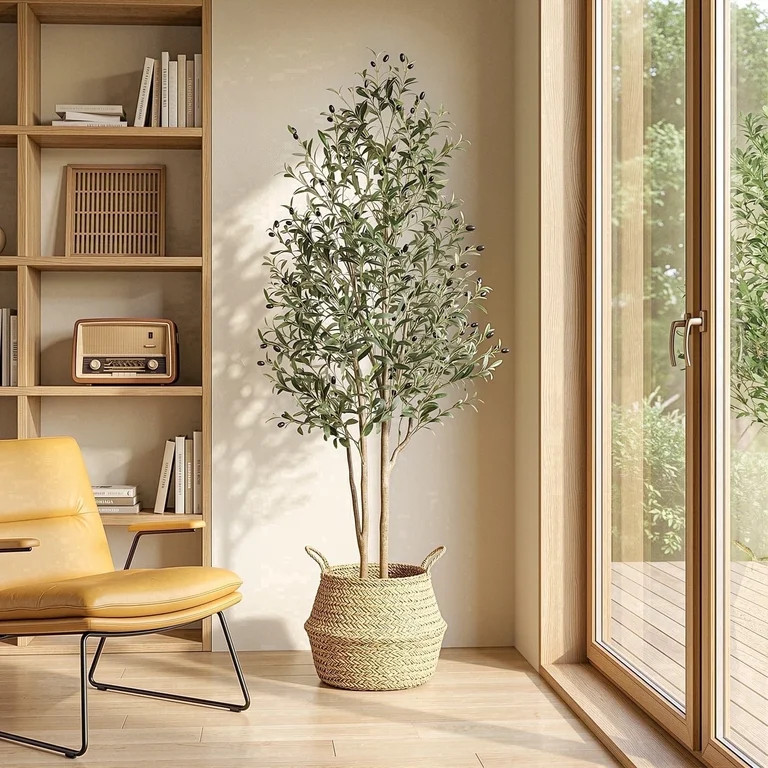 Lolsea Olive Trees Artificial Indoor, 6FT Tall Faux Olive Tree, Artificial Plants with Natural Wo... | Walmart (US)