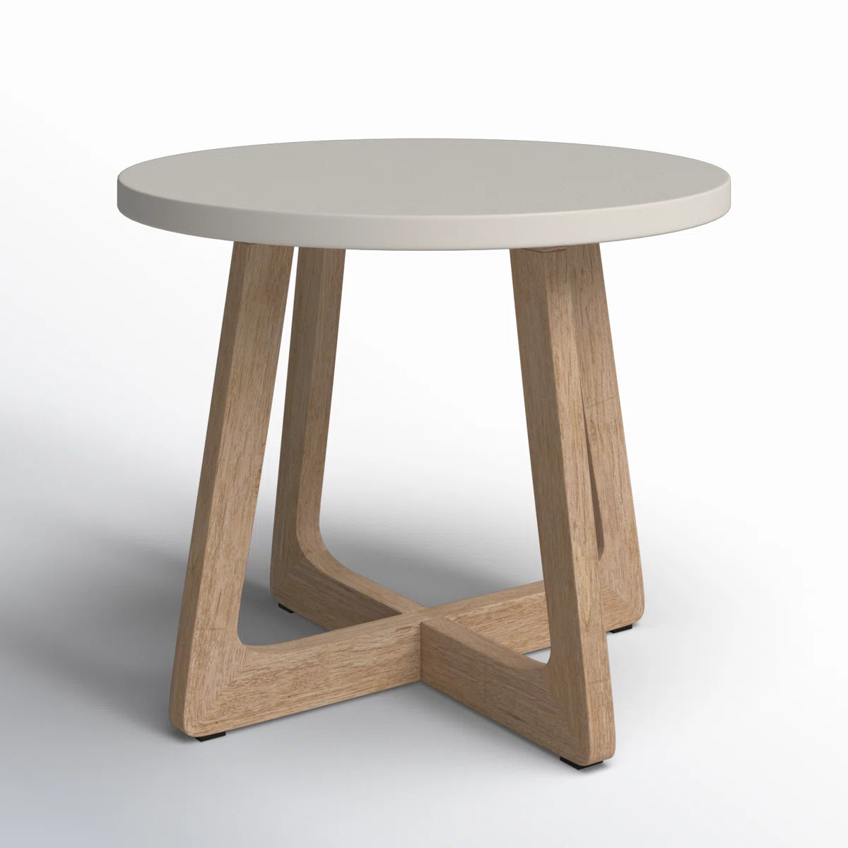 Mahi 24" W Round Solid Eucalyptus Outdoor Side Table with Concrete Top | Wayfair North America