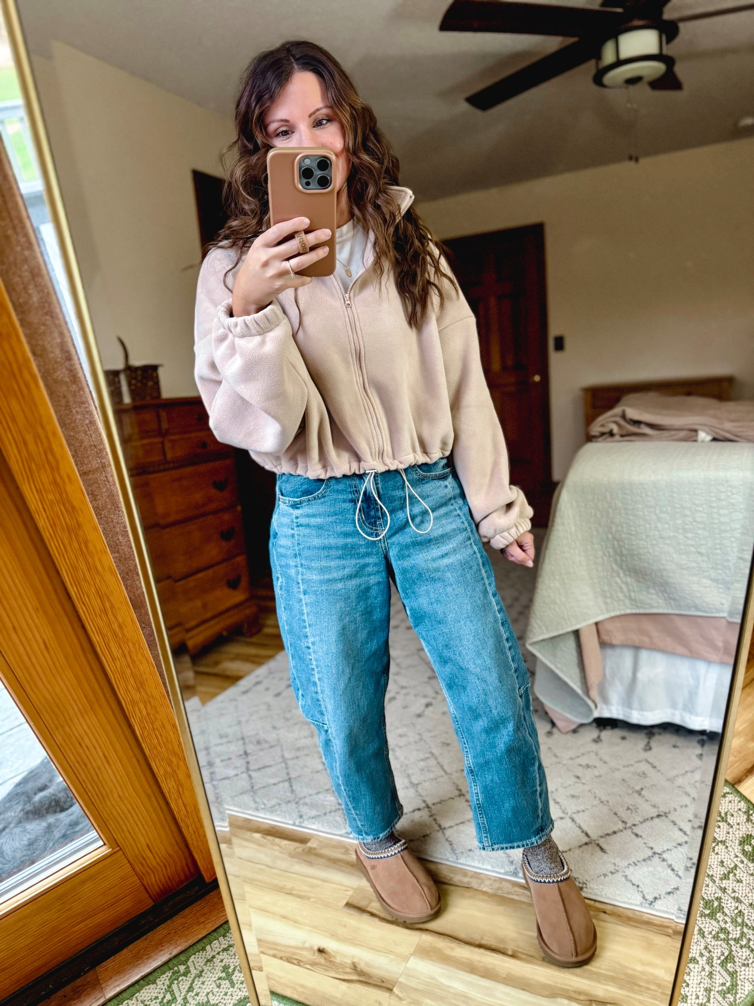 Small in my tee, small in my fleece jacket and 0 petite in my barrel jeans! My true size 6 in my ugg Tasmans! 

#LTKPetite #LTKStyleTip #LTKootd