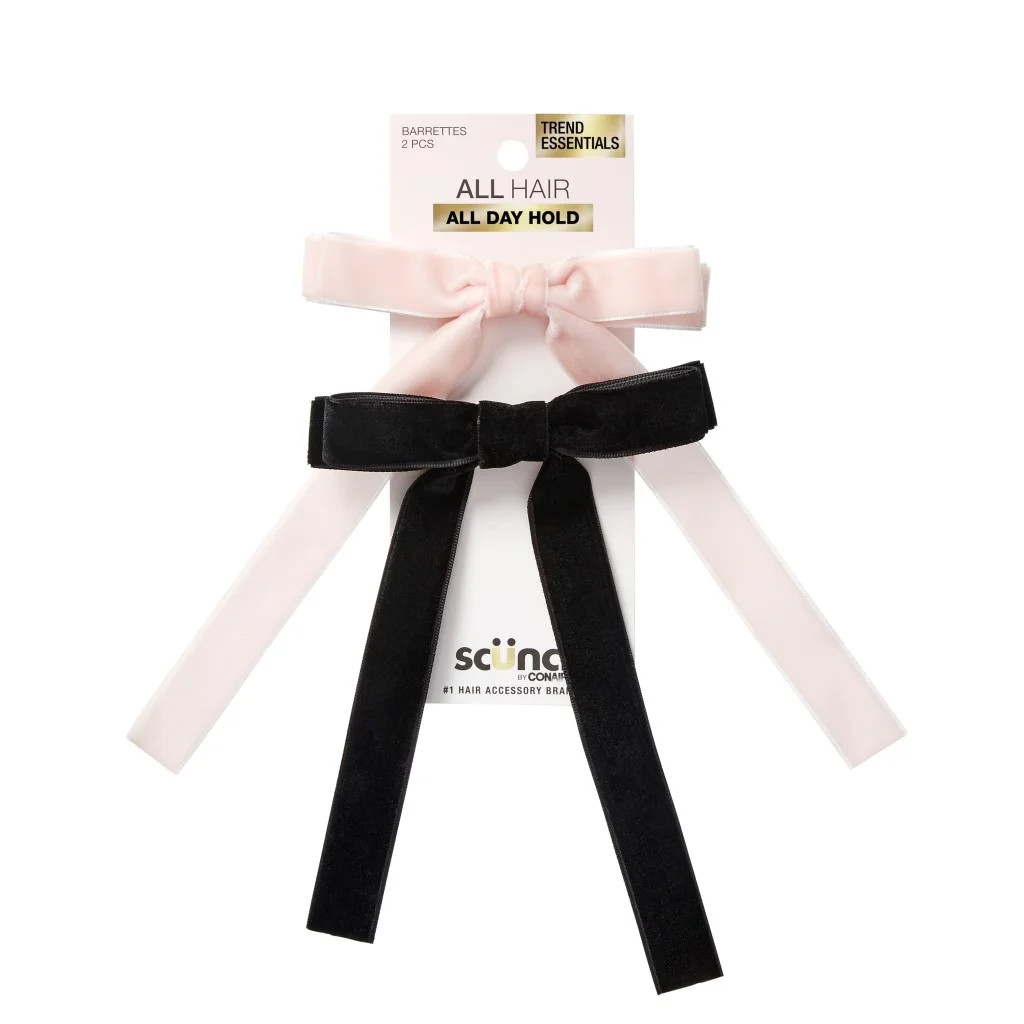 Scunci Bow Barrette, Black and Pink, 2 Pack | Walmart (US)