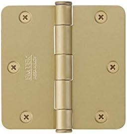 Emtek 9100 Steel Hinges (Pair) - SD - 1/4" Radius Corner - 3 1/2" x 3 1/2" - 910234 - Satin Brass... | Amazon (US)