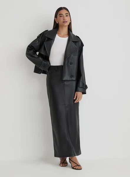 Black Faux Leather Maxi Skirt- Karmin | 4th & Reckless