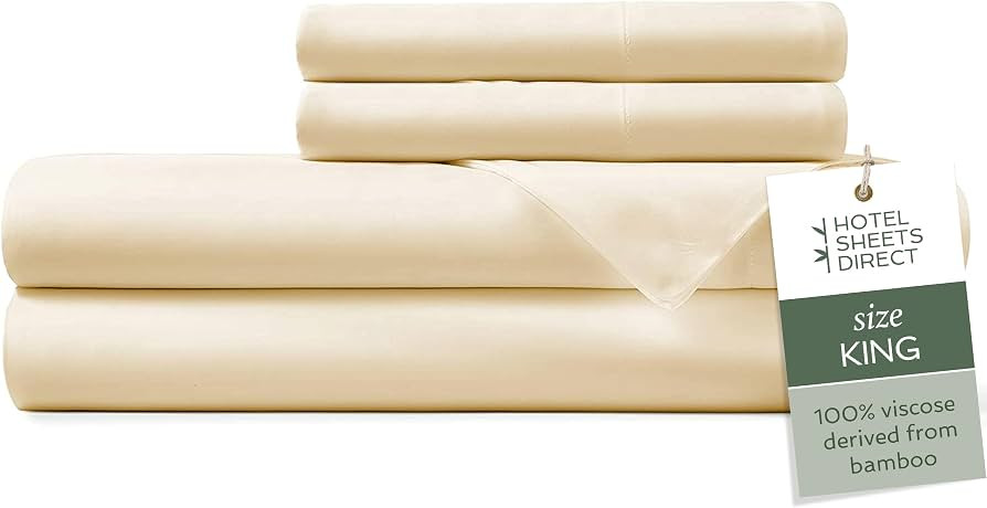 Hotel Sheets Direct 4 Piece Bed Sheet Set King Size, 100% Viscose Derived from Bamboo Sheets Set ... | Amazon (US)