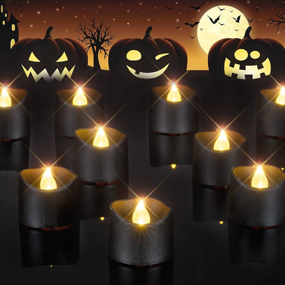 Homemory Black Tea Lights Candles Battery Operated, Flameless Votive Candles, Flickering LED Cand... | Amazon (US)