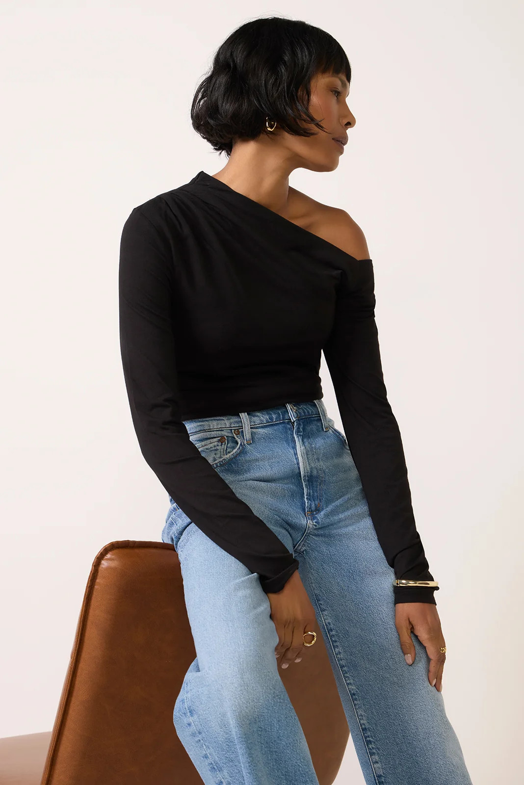 Off Shoulder Asymmetrical Gathered Top | Evereve