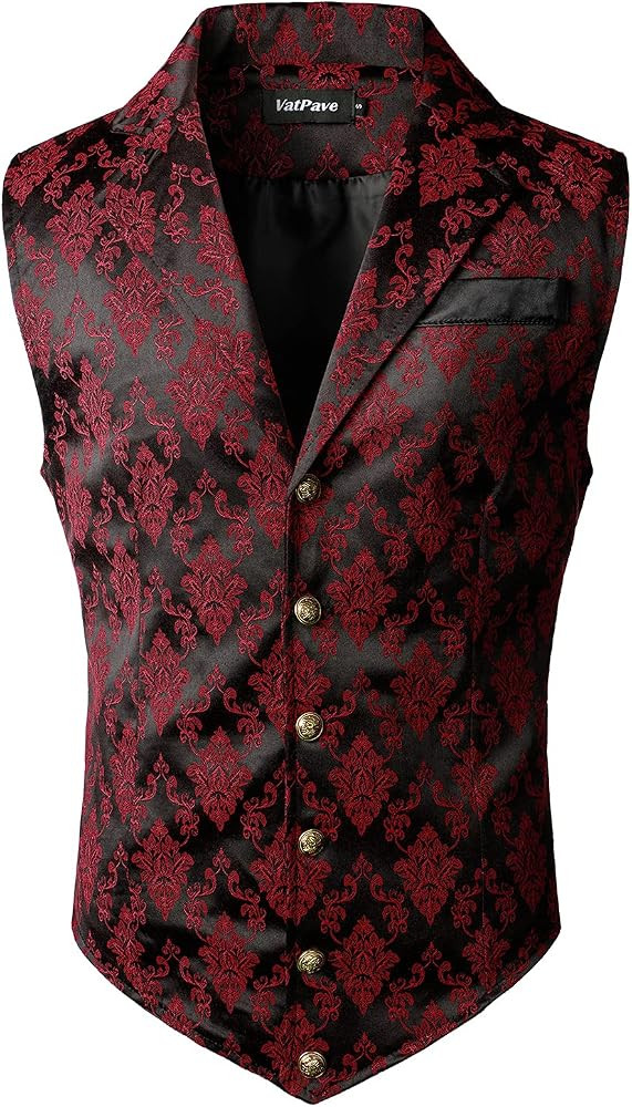 VATPAVE Mens Victorian Suit Vest Steampunk Gothic Waistcoat | Amazon (US)
