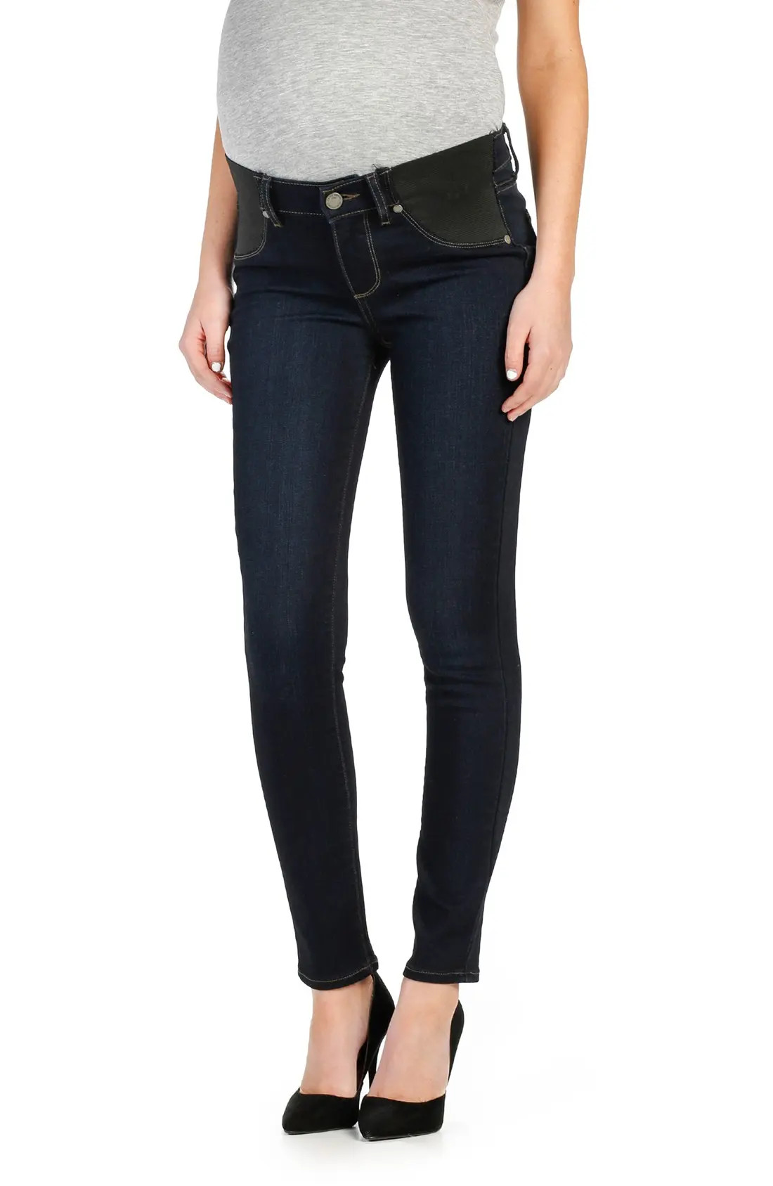 Women's Paige Transcend - Verdugo Ankle Skinny Maternity Jeans, Size 31 - Blue | Nordstrom