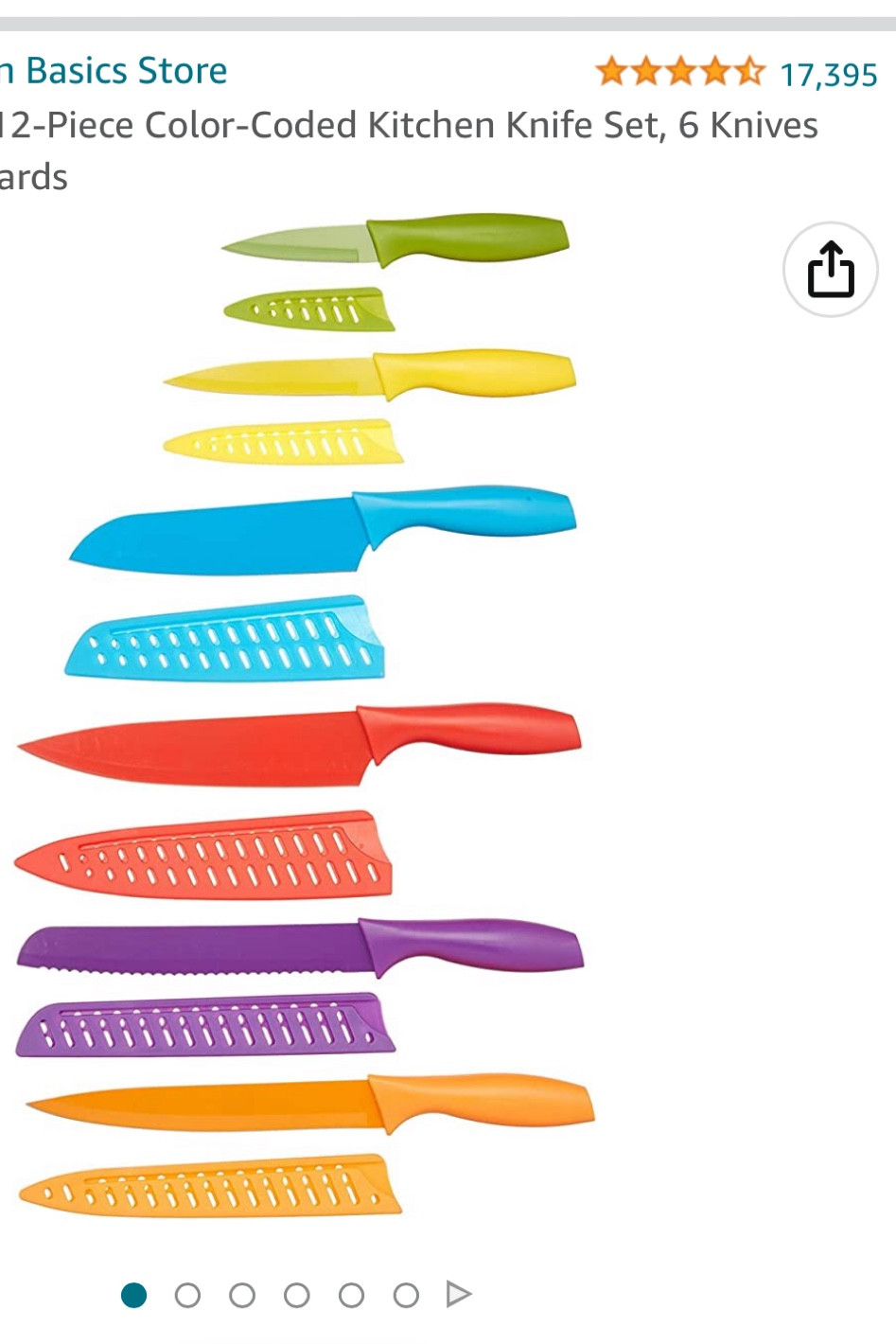   Basics Color-Coded Kitchen 12-Piece Knife Set