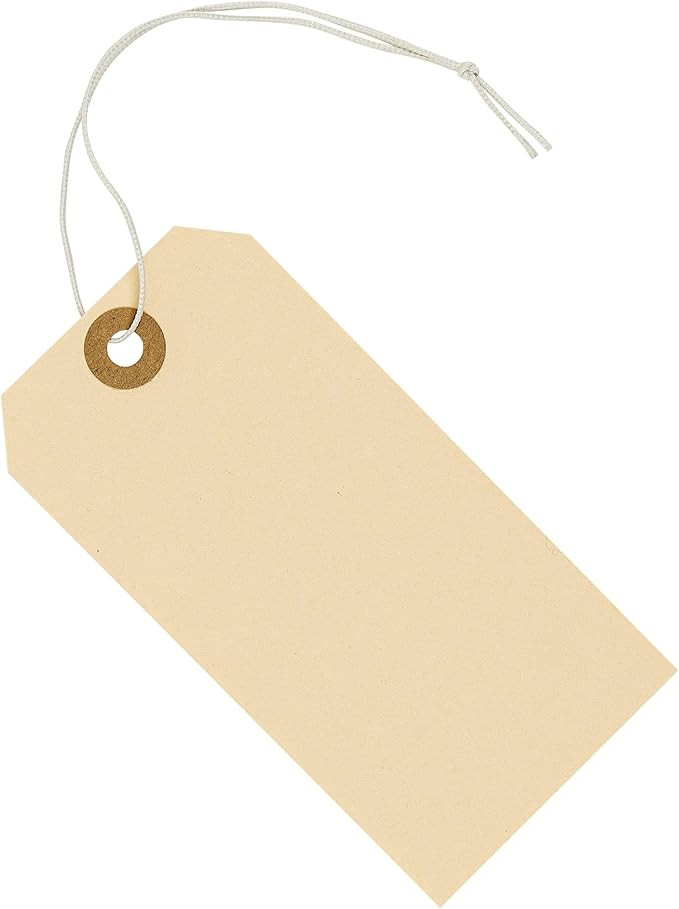 Tags with Elastic String Attached - #5, 4 3/4" x 2 3/8" Box of 100 Manila Paper Label Tags with E... | Amazon (US)