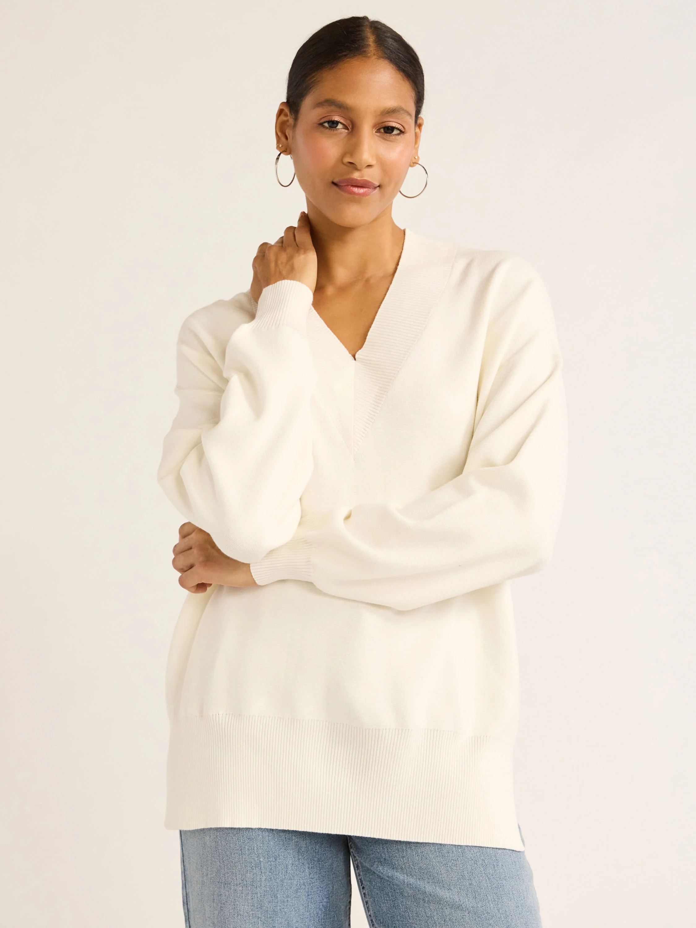 Scoop Women’s V Neck Tunic Sweater, Midweight, Sizes XS-XXL | Walmart (US)