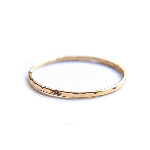 Hammered Gold Ring, Gold Stacking Rings, Minimalist Rings, Skinny Rings for Women (6, Gold Fill) | Amazon (US)