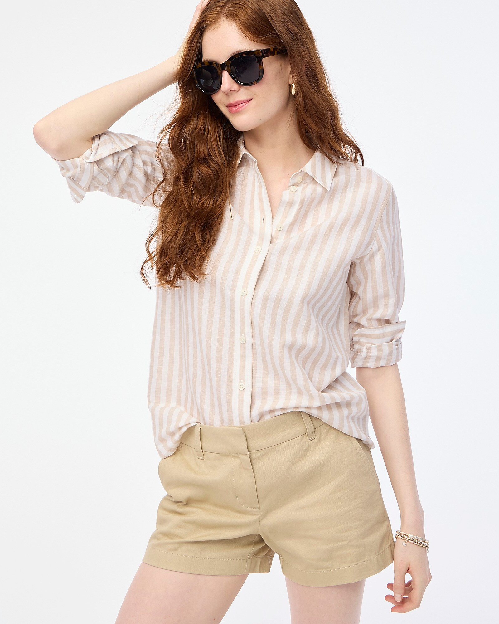 Striped linen-blend button-up shirt | J.Crew Factory