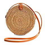 Novum Crafts Round Rattan Bag for Women - Handmade Ata Wicker Woven Purse - Circle, Square, Oval ... | Amazon (US)