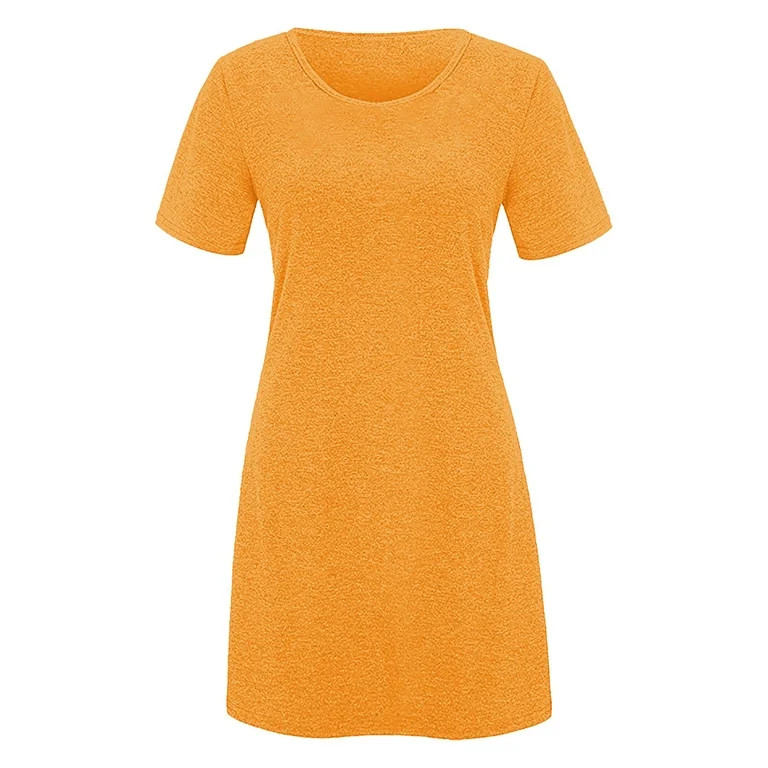 Summer Dresses For Women 2024 Women Summer Short Sleeved Crew Neck Loose Tee Shirt Dress Casual S... | Walmart (US)