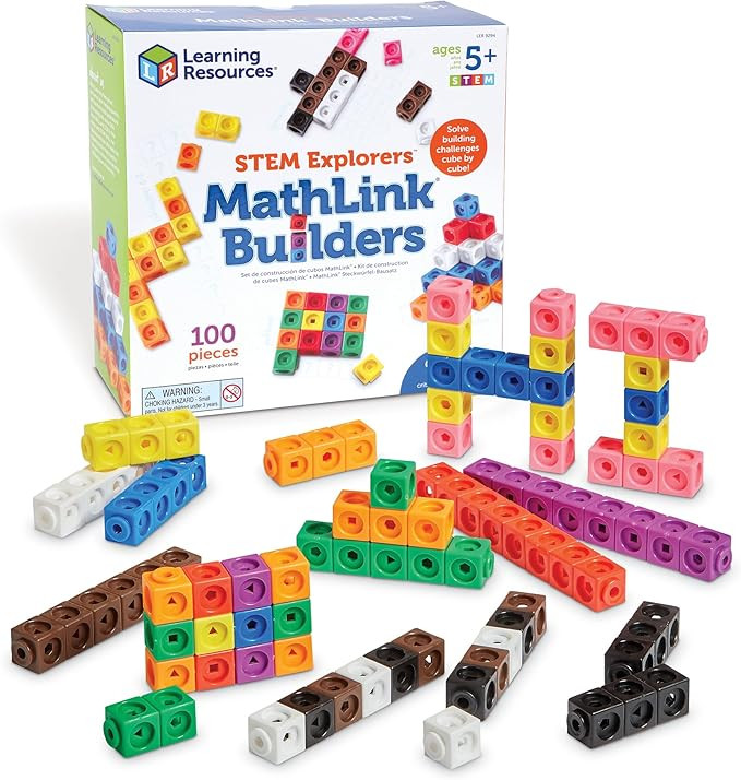 Learning Resources STEM Explorers MathLink Builders - 100 Pieces, Ages 5+ Kindergarten STEM Activ... | Amazon (US)