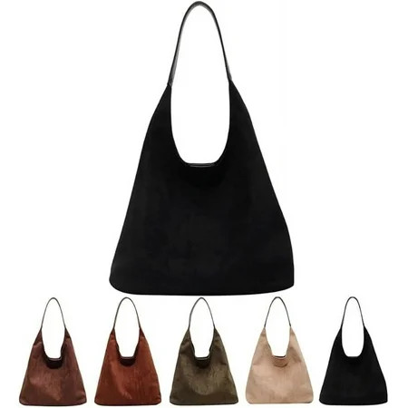 Leather Hobo bags for women suede purse slouchy tote bag brown leather purse suede hobo shoulder bag | Walmart (US)