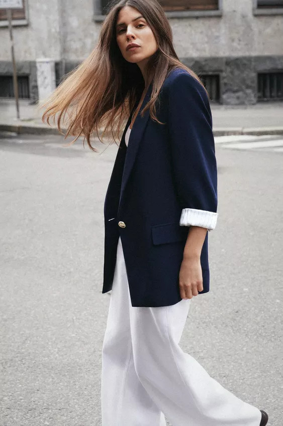 ROLLED-UP SLEEVE BLAZER WITH PRINTED CUFFS | Zara US