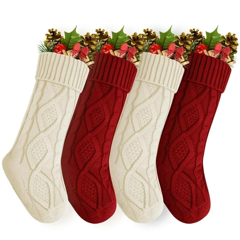 kibhous 4PACK Christmas Stockings, Knitted Stocking for Holiday Christmas Party Family Decoration... | Walmart (US)