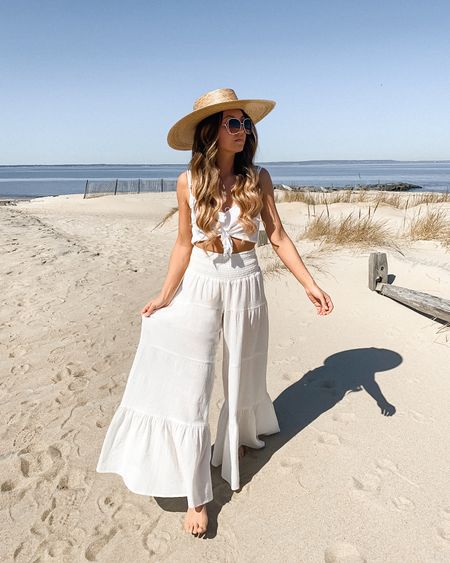 Vacation outfit - button down cami top, wide leg pants, straw boater sun hat, sunglasses

// #ltkseasonal #ltku #ltkstyletip #ltkunder50 spring break outfit, vacation outfit, vacation outfits, resort wear, beach pants, palazzo pants, summer outfit, summer outfits, summer fashion, pool, beach, vacay, neutral style, Amazon, Lack of Color

#LTKtravel #LTKFind #LTKunder100