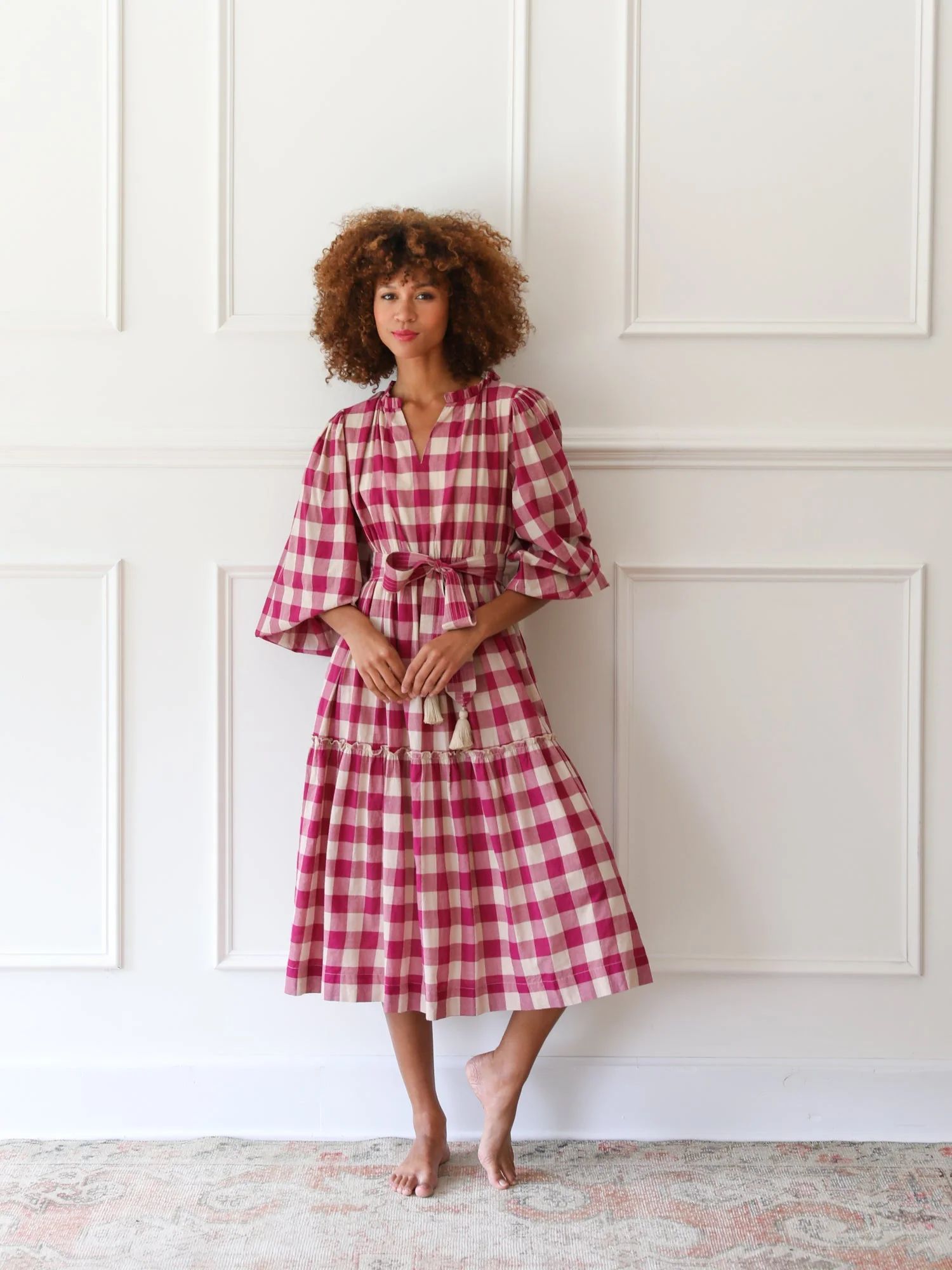 Shop Mille - Marlo Dress in Raspberry Plaid | Mille