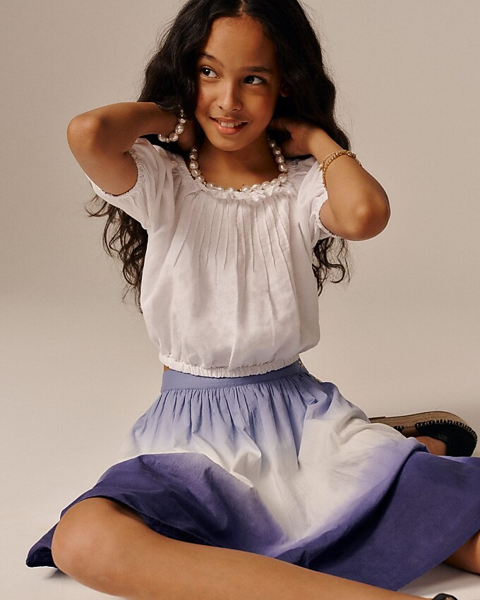 Girls' squareneck cropped top in linen-cotton blend | J. Crew US